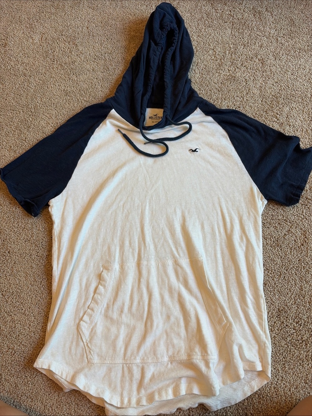 HOLLISTER Blue/white Short Sleeve Pullover Hooded Tee Size M